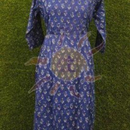 Ladies Blue Printed Anarkali Kurti
