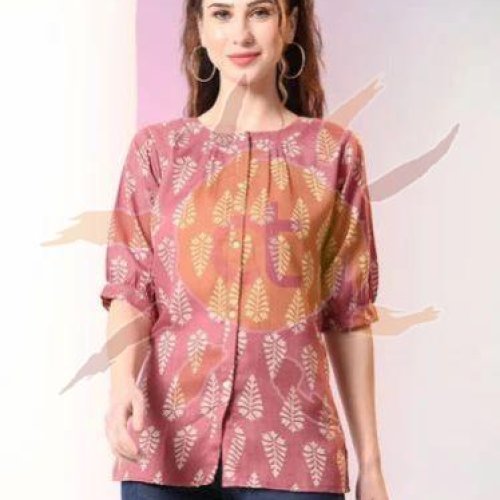 Ladies Hand Block Printed Cotton Tunic Top