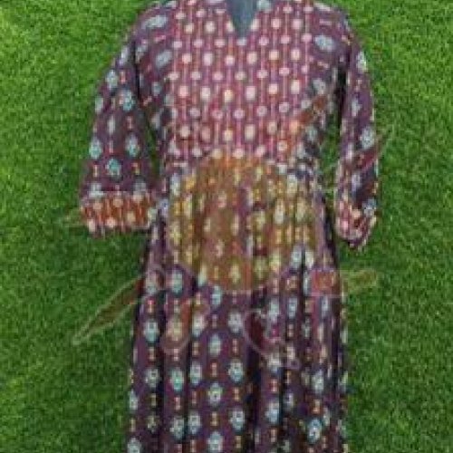Ladies Maroon Printed Anarkali Kurti