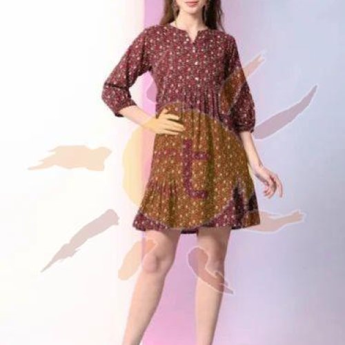 Ladies Rayon Printed Casual Wear Tunic Top