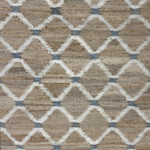 Beige Diamond Pattern Handmade Wool Jute Rug