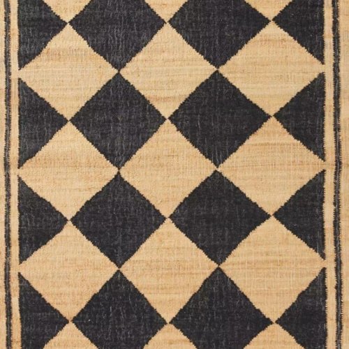 Black Diamond Pattern Handmade Jute Carpet