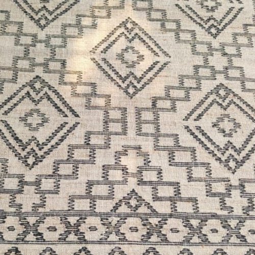 Black Geometric Design Handmade Jute Carpet