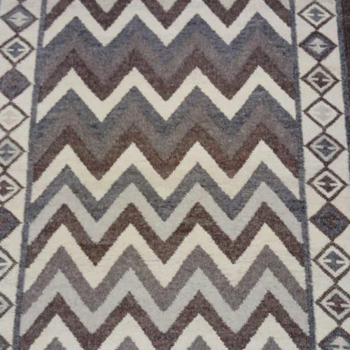 Grey Chevron Border Handmade Woollen Carpet