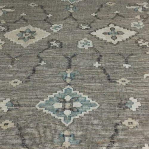Grey Geometric Design Handmade Wool Jute Rug
