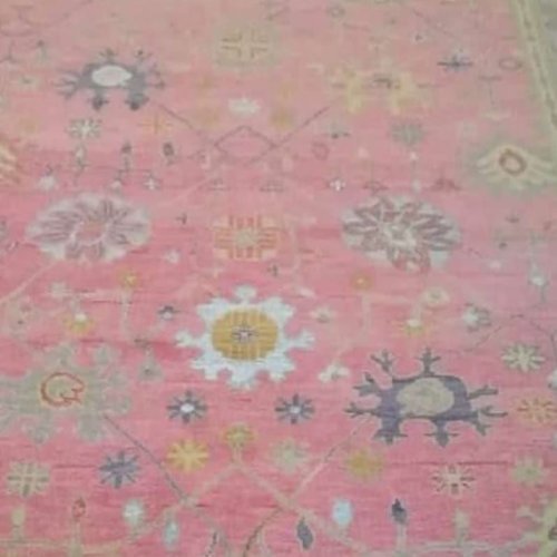 Pink Floral Design Woollen Carpet