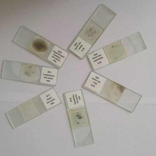Geology Thin Section Prepared Rock Slides Set