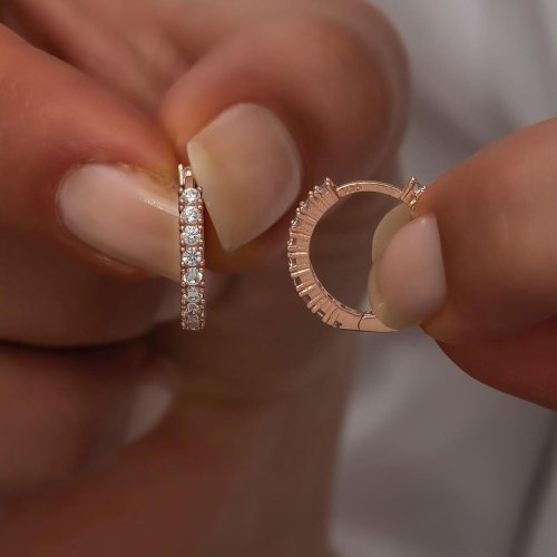 Ladies Classic Diamond Hoop Earrings