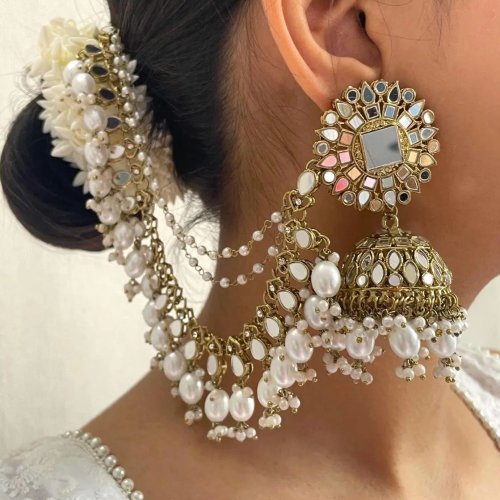 Mirror Work Jhumka Earrings