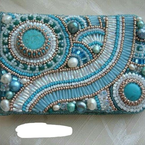 Blue Embroidered Hand Purse