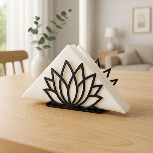 Lotus Design Black Metal Napkin Holder