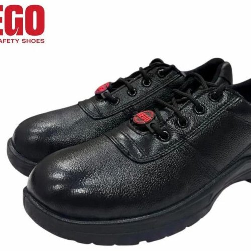 Kego Black Leather Industrial Safety Shoes