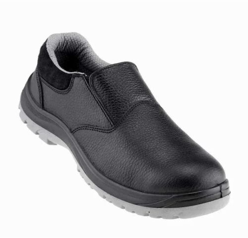 Kego Black Leather Slip-On Industrial Safety Shoes