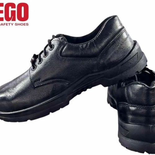 Kego KG-PVL-1002 Black Leather PVC Metal Toe Safety Shoes