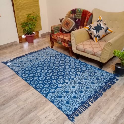 Cotton Block Printed Handmade Floor Rug