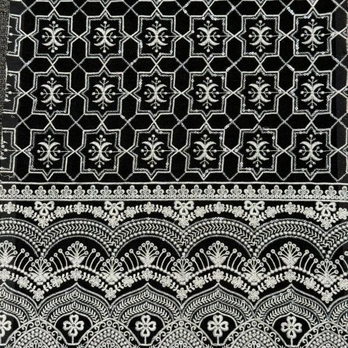 Black Chikankari Style Sequin Embroidered Georgette Fabric