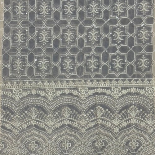 Grey Chikankari Sequin Embroidered Georgette Fabric