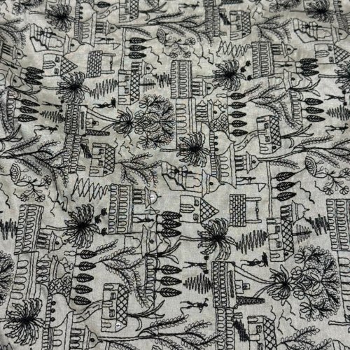 Grey Unique Pattern Sequin Embroidered Silk Fabric