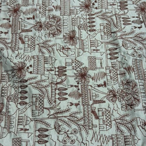 Maroon Unique Pattern Sequin Embroidered Silk Fabric