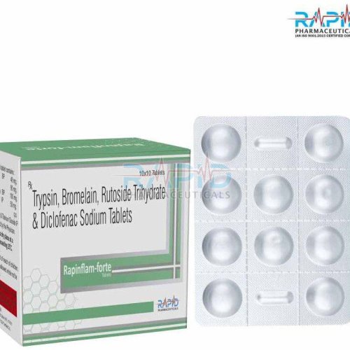 Rapinflam Forte Trypsin Bromelain Rutoside Trihydrate Diclofenac Sodium Tablet