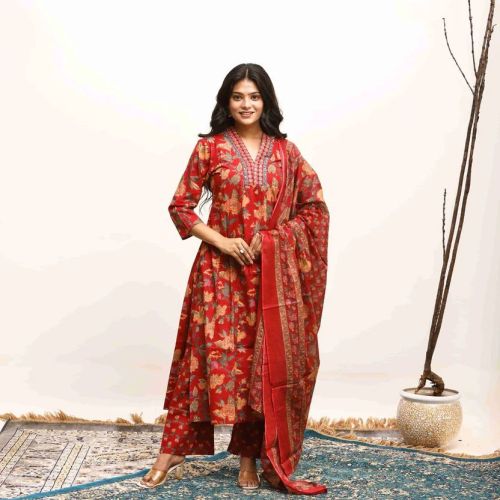 Zehra Russet Bloom Suit Set