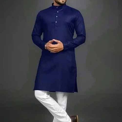 Men Solid Cotton Blend Straight Kurta