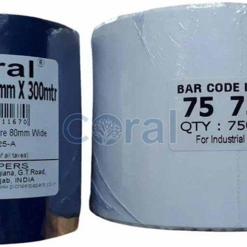 75x75mm Coral Plain Barcode Label Roll