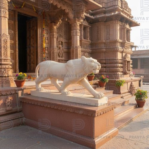 Handicraft White Marble Lion Sculptures