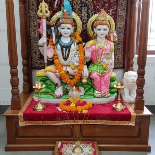 Marble Shiv Parvati Statue