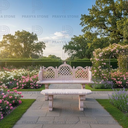 Stone Garden Bench with Table