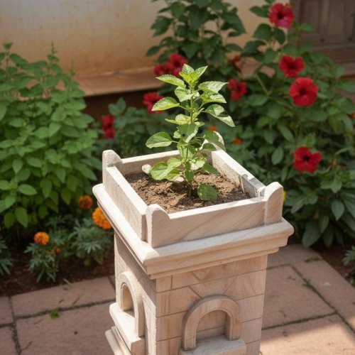 Traditional Sandstone Tulsi Pots