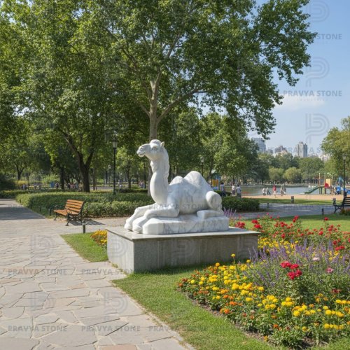 White Marble Camel Sculpture
