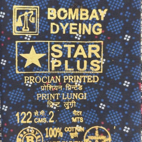 Blue Printed Cotton Lungi Fabric