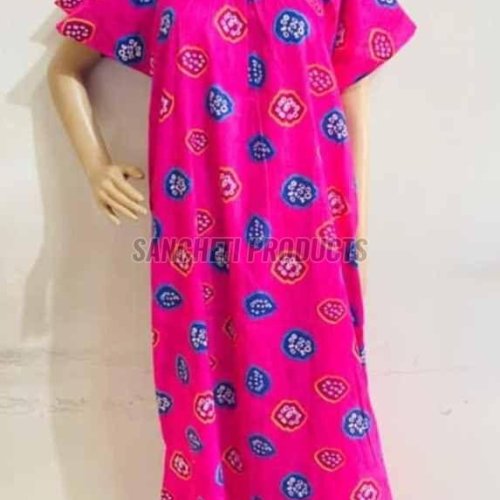Pink Printed Ladies Cotton Nighty