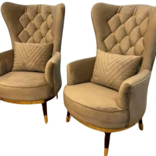 Wide Tufted Velvet Wingback Chair