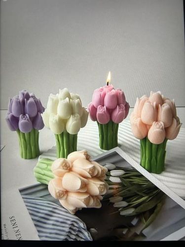 Soy Wax Tulip Flower Bouquet Candle