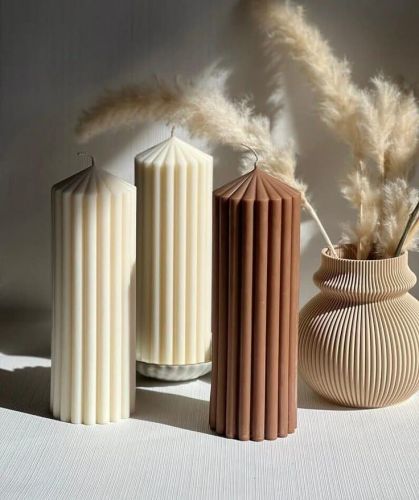 Stripe Pillar Candle