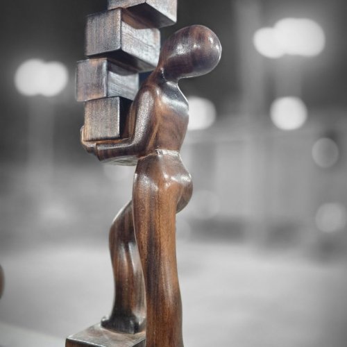 Balancing Confidence Wooden Statue