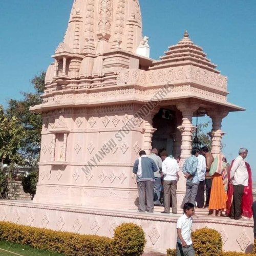 Pink Sandstone Handcrafted Devotional Mandir