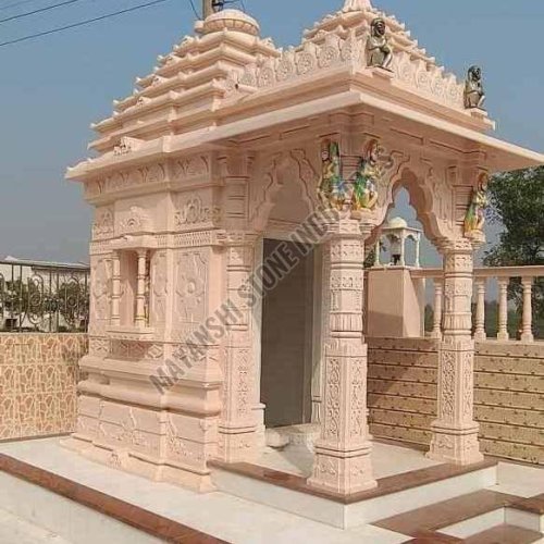 Pink Sandstone Hand Carved Temple