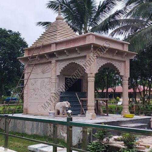 Pink Sandstone Handcrafted Palace Style Temple