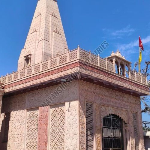 Pink Sandstone Luxury Carved Temple