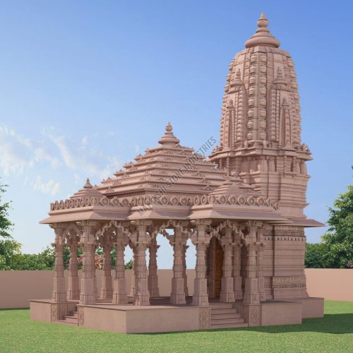 Pink Sandstone Outdoor Worship Temple