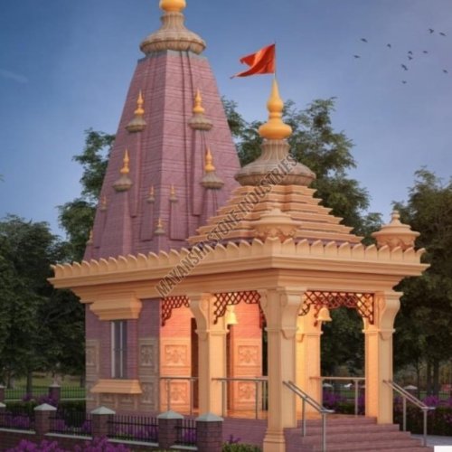 Red Sandstone Hand Carved Mandir Temple