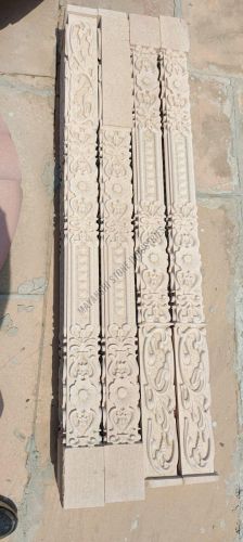Red Sandstone Hand Carved Temple Pillar