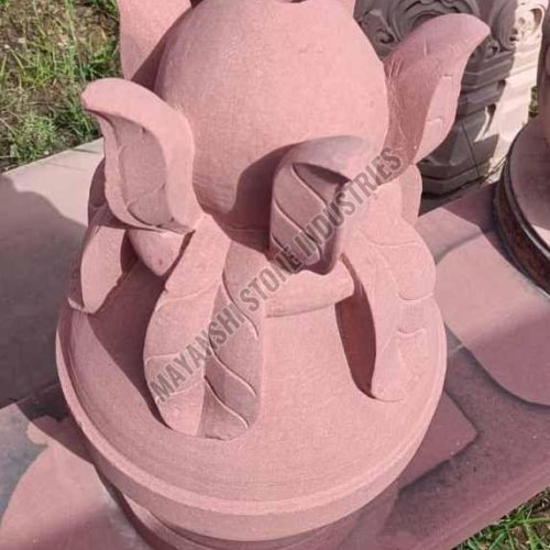 Red Sandstone Lotus Statue