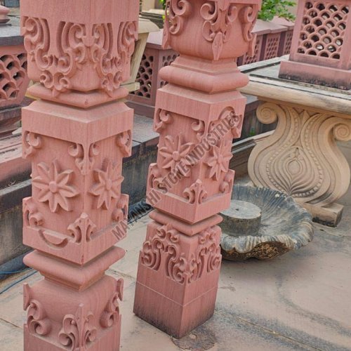 Square Red Sandstone Pillar