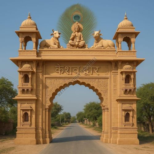 Traditional Red Sandstone Gate