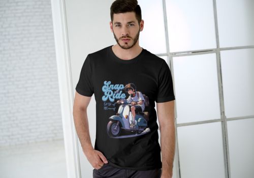 Black Men Breathable Cotton Printed T-Shirt