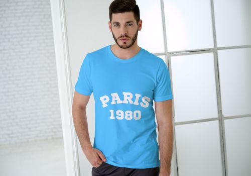 Blue Men Regular Fit Printed T-Shirt